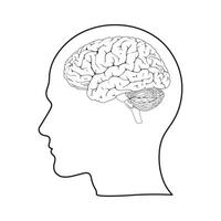 Brain or mind side view inside head line art vector