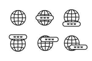 Website icon set. Www icons collection. Internet icon. Www search bar icon. Www icons with hand cursor. vector