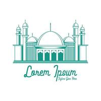 Simple Minimalist Islamic Mosque Line Style Illustration Icon Symbol Logo Design vector