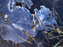 Frozen Water Surface with Ice Fractures photo