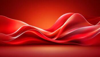 Abstract Red Wave Background, Converging Digital Art for Wallpaper, Presentation, Marketing photo