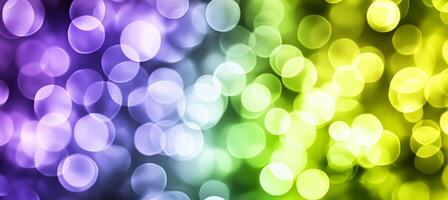 Abstract Background Of Purple, Green And Yellow Defocused Glittering Lights, Blurred Bokeh photo