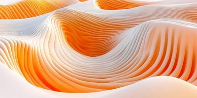 Abstract Orange and White Wavy Lines Background, 3D Rendered Minimalistic Digital Art photo