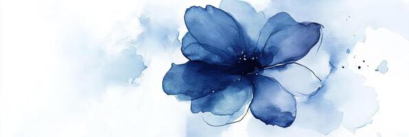 Light Sky Blue Bluebell Watercolor Flower, Minimalist Floral Elements, Gentle Shading photo