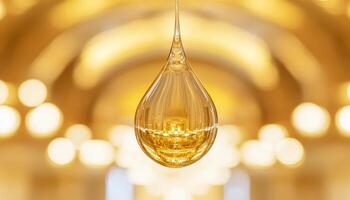 A drop of oil hanging from a light bulb photo