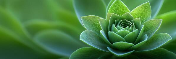 Vivid Green Succulent Bloom Macro Photography Highlighting Intricate Details and Vibrant Colors photo