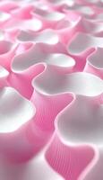 Pink And White Egg Crate Foam. Wavy Texture Of An Orthopedic Mattress Pad. Soft, Close Up. photo