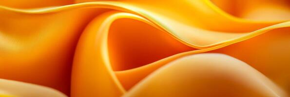 Abstract Background Golden Silk Fabric, Smooth Elegant Wavy Drapery, Satin Texture, 3D Render. photo