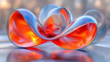 Abstract Swirls Dynamic Motion, Blur and Metallic Textures. Digital Art, Geometric Shapes 3D Render photo