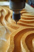 A cnc milling machine is cutting wood photo