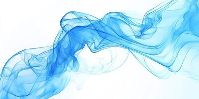 Abstract Flowing Blue Smoke Waves, Dynamic Swirls, and Elegant Curves Isolated on White Background photo