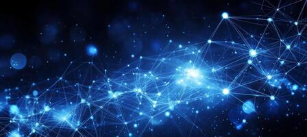 Glowing Abstract Network Connections Technology and Communication Background With Bokeh Effect photo