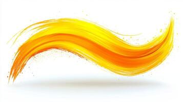 Abstract Brushstroke of Vibrant Yellow and Orange Paint, Dynamic Swirl, Digital Art Illustration photo