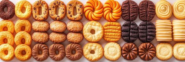 Assortment, Of Sweet Homemade, Freshly Baked Different Cookies. Full Frame. From Above. photo