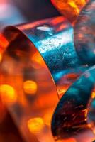 Abstract Swirls of Light and Color, Translucent Forms with Vibrant Orange and Blue Tones photo