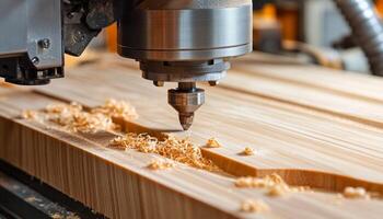 CNC Router in Action Precision Woodworking and Cutting Plywood with Modern Machinery photo