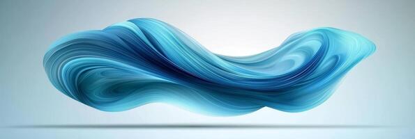 Abstract Background with Flowing, Translucent Blue Wave on a Soft Gradient, Fluid Dynamic Design photo