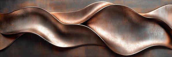 Abstract Metal Waves. Flowing Shape Metallic Texture, Elegant Design Element for Modern Interior. photo
