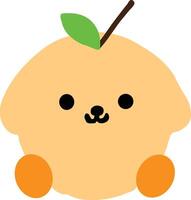 An apple with a face and a leaf on it vector