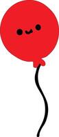 A red balloon with a black string attached to it vector