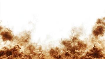 Abstract Brown Dust Cloud Explosion on White Background photo