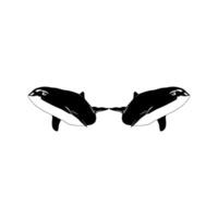 Pair Whale Silhouette, Flat Style, can use for Logo, Apps, Pictogram, Ecology Poster, or Graphic Design Element. vector