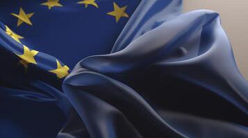 A blue and yellow flag with stars on it photo