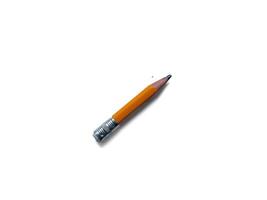 A pencil with a silver eraser on the end photo