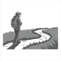 Silhouette Boy With School Bag vector