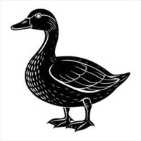 a black duck on a white background vector