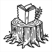 Book on a tree stump surrounded vector