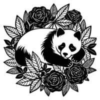 Panda Sleeping With Flower vector