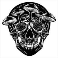 Human Skull with Mushroom vector