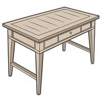 a drawing of a table with a drawer vector