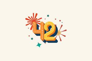 Logo Number Colorful 42th, 42th Happy Birthday or Anniversary with fireworks concept. Happiness and funny design concept. vector