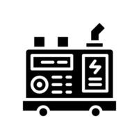 Icon Glyph portable generator diesel engine power source. Renewable energy, ecology and energy alternative. Solid Black icon concept vector
