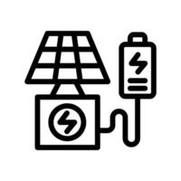 Icon Line Solar panel charging battery. Renewable energy, ecology and energy alternative. Outline icon concept vector