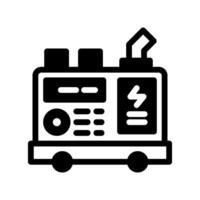 Icon Semi Solid portable generator diesel engine power source. Renewable energy, ecology and energy alternative. Solid Black icon concept vector