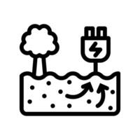 Icon Line geothermal and soil energy plug charging. Renewable energy, ecology and energy alternative. Outline icon concept vector
