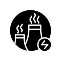 Icon Glyph power plant factory and industry. Renewable energy, ecology and energy alternative. Solid Black icon concept vector