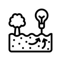 Icon Line geothermal and soil energy charging bulb light. Renewable energy, ecology and energy alternative. Outline icon concept vector