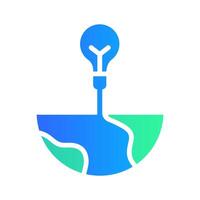 Icon Flat Gradient geothermal energy charging lightbulb. Renewable energy, ecology and energy alternative. Gradient Colourful icon concept vector