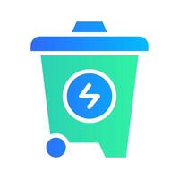 Icon Flat Gradient Recycle energy trash bin. Renewable energy, ecology and energy alternative. Gradient Colourful icon concept vector