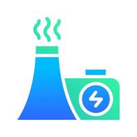 Icon Flat Gradient power plant factory, chimney pollution. Renewable energy, ecology and energy alternative. Gradient Colourful icon concept vector