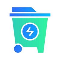 Icon Flat Gradient Eenergy Recycle trash bin. Renewable energy, ecology and energy alternative. Gradient Colourful icon concept vector