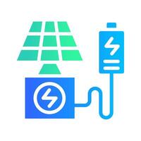Icon Flat Gradient Solar panel charging battery. Renewable energy, ecology and energy alternative. Gradient Colourful icon concept vector
