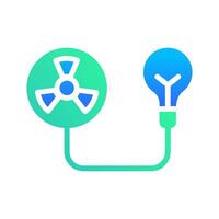 Icon Flat Gradient nuclear energy charging lightbulb. Renewable energy, ecology and energy alternative. Gradient Colourful icon concept vector