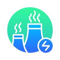 Icon Flat Gradient power plant factory and industry. Renewable energy, ecology and energy alternative. Gradient Colourful icon concept vector