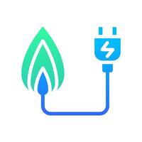 Icon Flat Gradient fire or heat energy power source. Renewable energy, ecology and energy alternative. Gradient Colourful icon concept vector