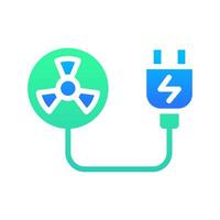 Icon Flat Gradient nuclear energy and plug charge. Renewable energy, ecology and energy alternative. Gradient Colourful icon concept vector